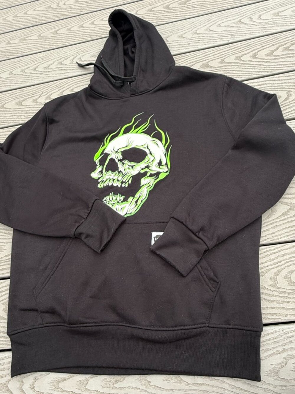 Buffalo Outdoors Black Green Skull Hoodie Men’s Size Medium Grunge